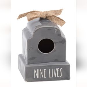 Rae Dunn Tombstone Nine Lives Birdhouse